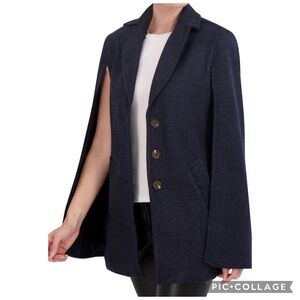 OOKIE & LALA Charcoal Vegan Cashmere Cape Coat Cozy Poncho Jacket Size S
